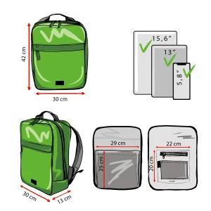 BOB L sustainable backpack pocket dimmensions Rebago