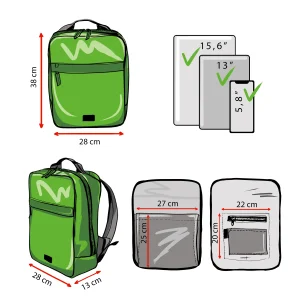 BOB sustainable backpack pocket dimmensions Rebago