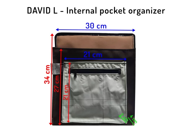 DAVID L upcycled backpack pockets 1 Rebago