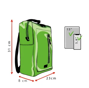 DAVID S sustainable backpack made of recycled materials dimmensions out Rebago